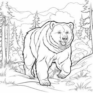 In-depth Grizzly on The Prowl Coloring Pages 1
