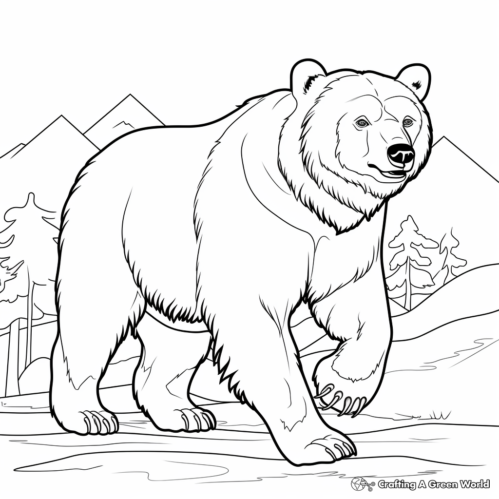In-depth Grizzly on The Prowl Coloring Pages 2