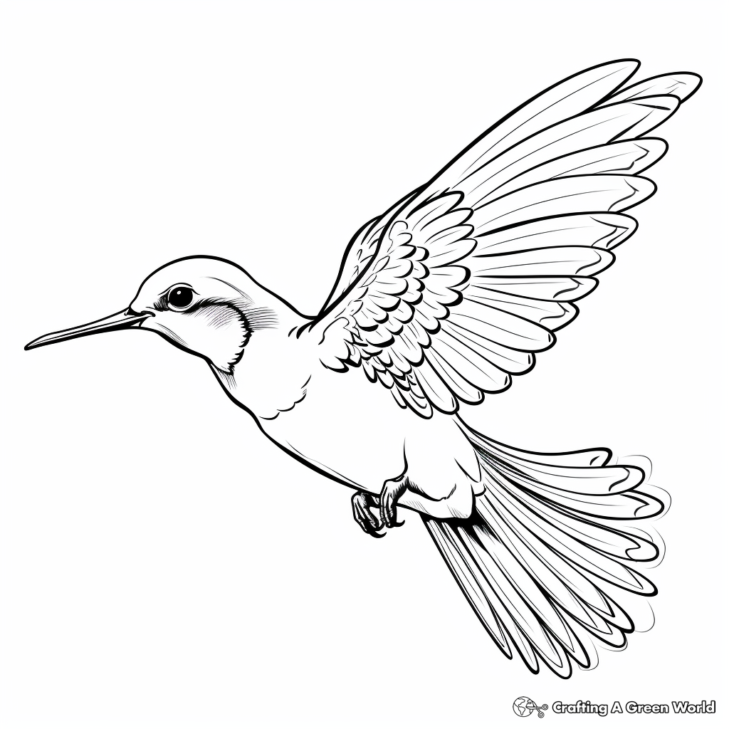 In-flight Hummingbird Coloring Pages 1