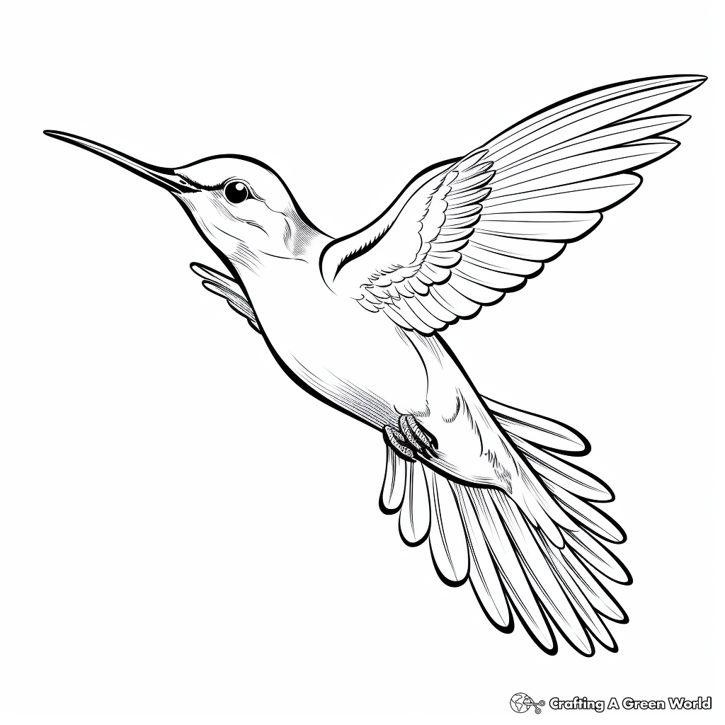 In-flight Hummingbird Coloring Pages 2