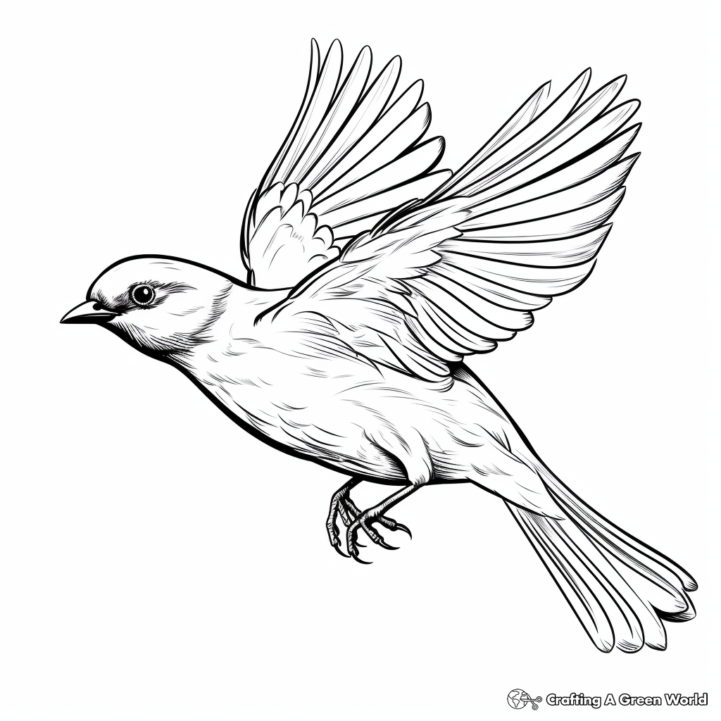 In-Flight Oriole Coloring Page 2