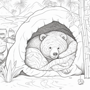 In-The-Den Hibernating Bear Coloring Pages 3