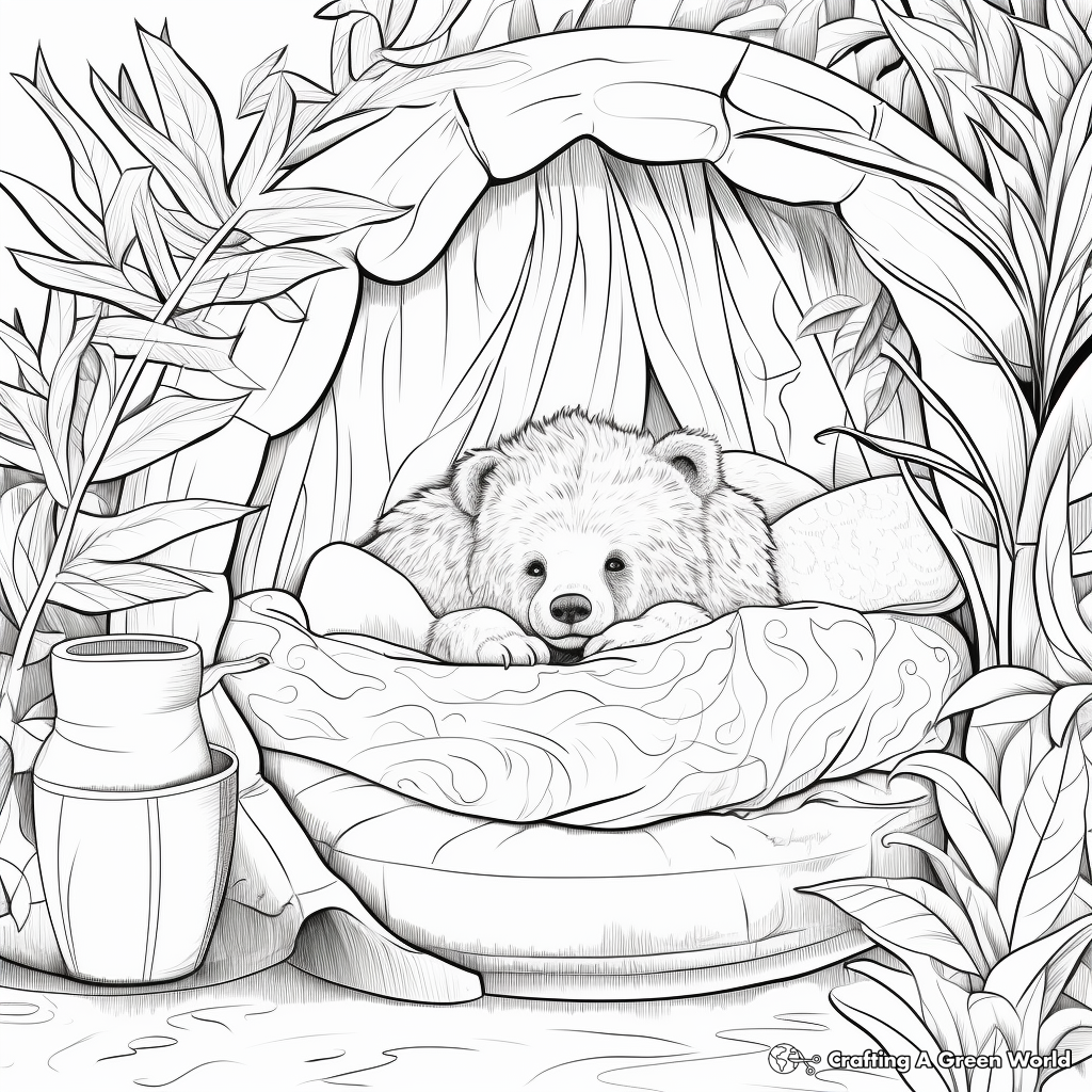 In-The-Den Hibernating Bear Coloring Pages 4