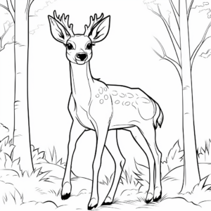 In the forest: Deer Scene Coloring Pages 4