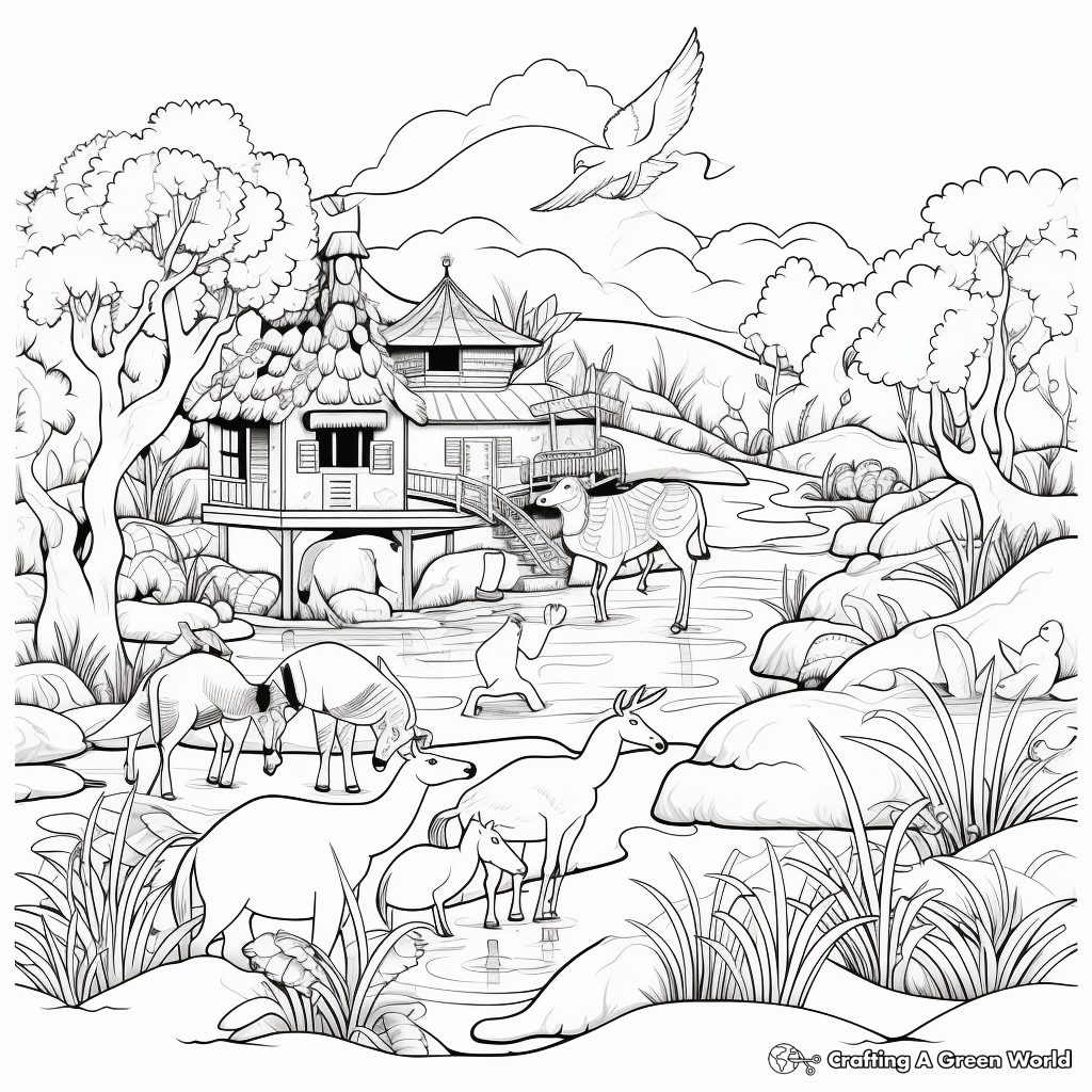 In the Wilderness: Animal Habitats Coloring Pages 2