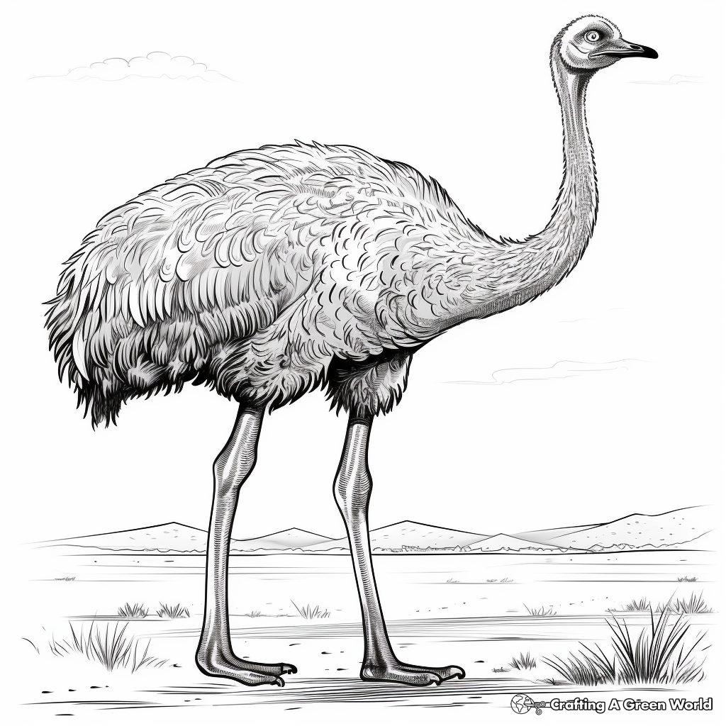 Incredible Detailed Ostrich Coloring Pages 1