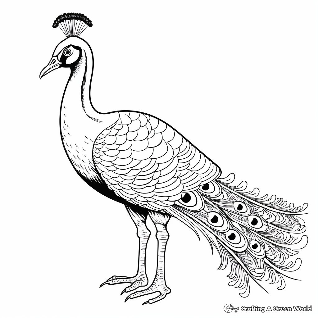 Indian Blue Peacock Coloring Pages 1