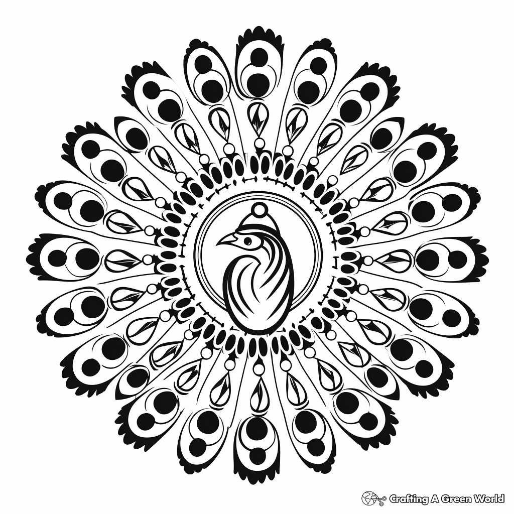 Indian Peacock Mandala Style Coloring Pages 2
