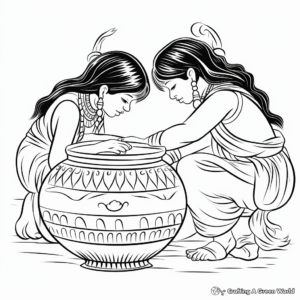 Indian Pottery Art Coloring Pages for Adults 3