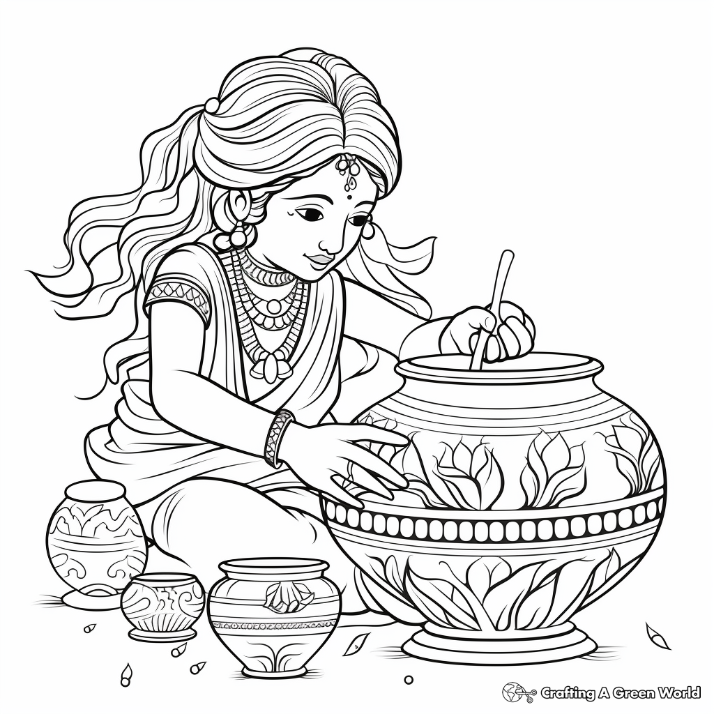 Indian Pottery Art Coloring Pages for Adults 4