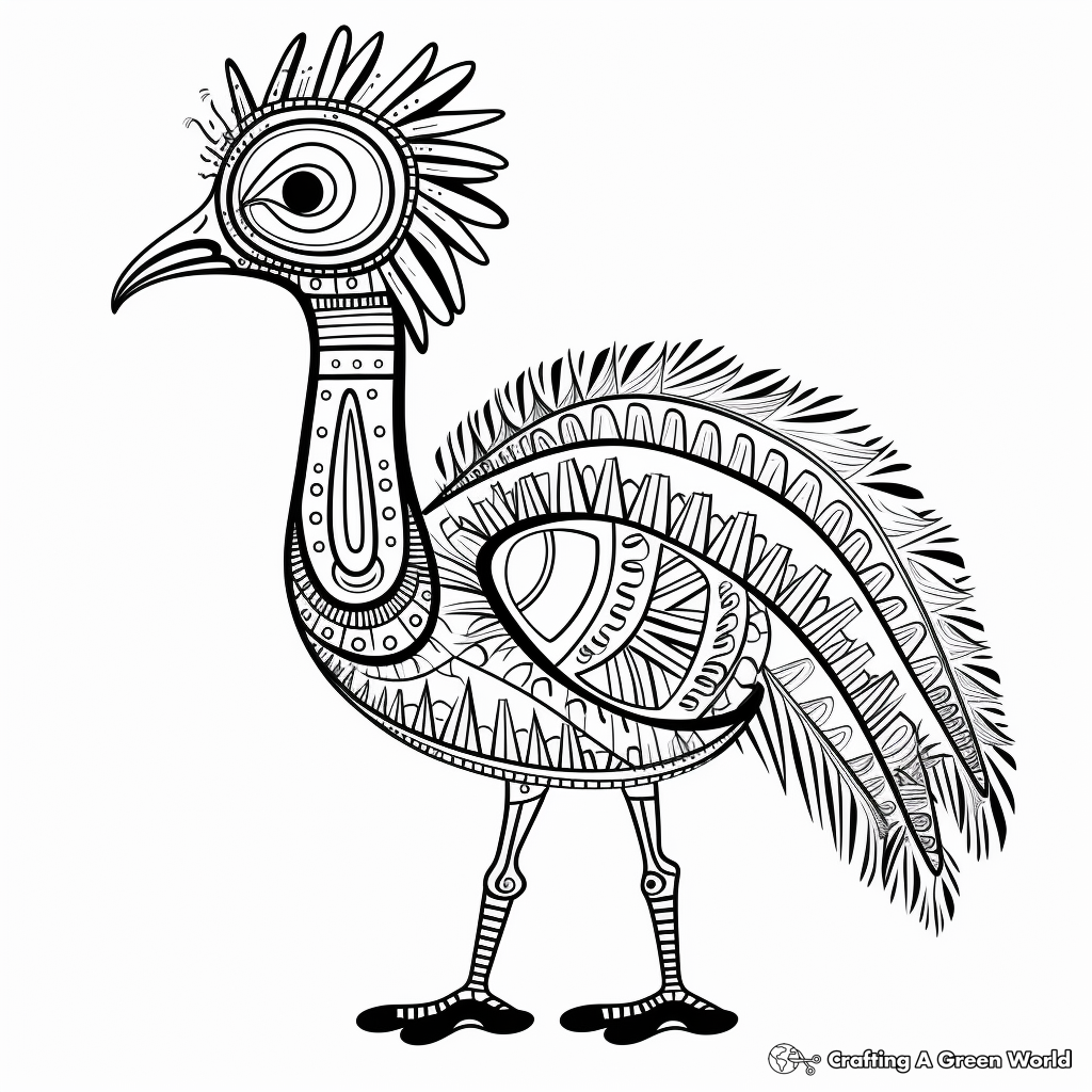 Indigenous Emu Symbol: Cultural Significance Coloring Pages 1