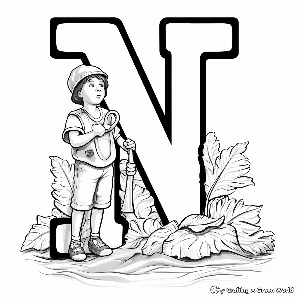 Initial Letter N Coloring Pages for Preschoolers 1