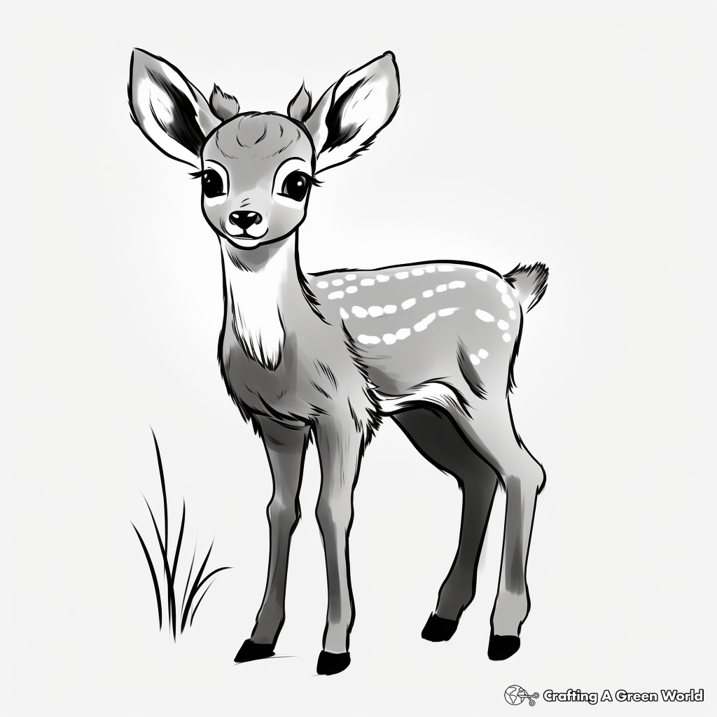 Innocent Baby Deer Coloring Pages for Kids 2