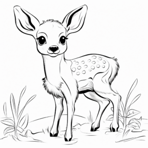 Innocent Baby Deer Coloring Pages for Kids 3