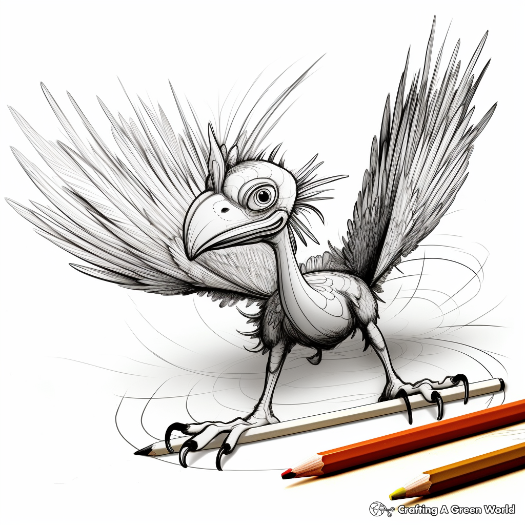Innovative 3D Microraptor Coloring Pages 1