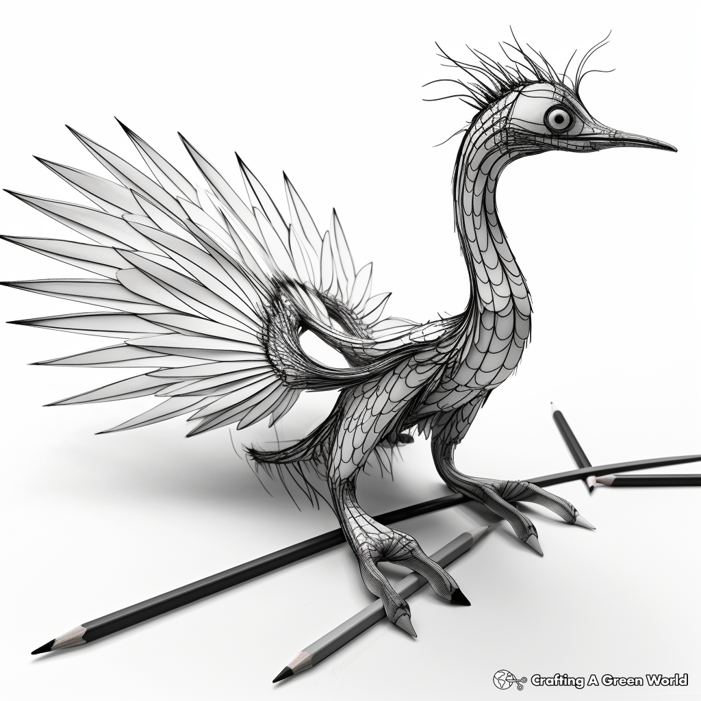Innovative 3D Microraptor Coloring Pages 2