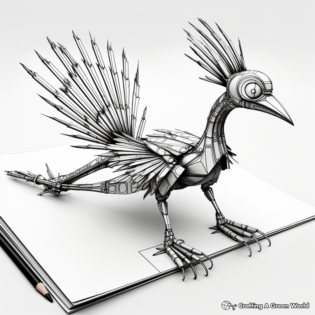 Innovative 3D Microraptor Coloring Pages 4