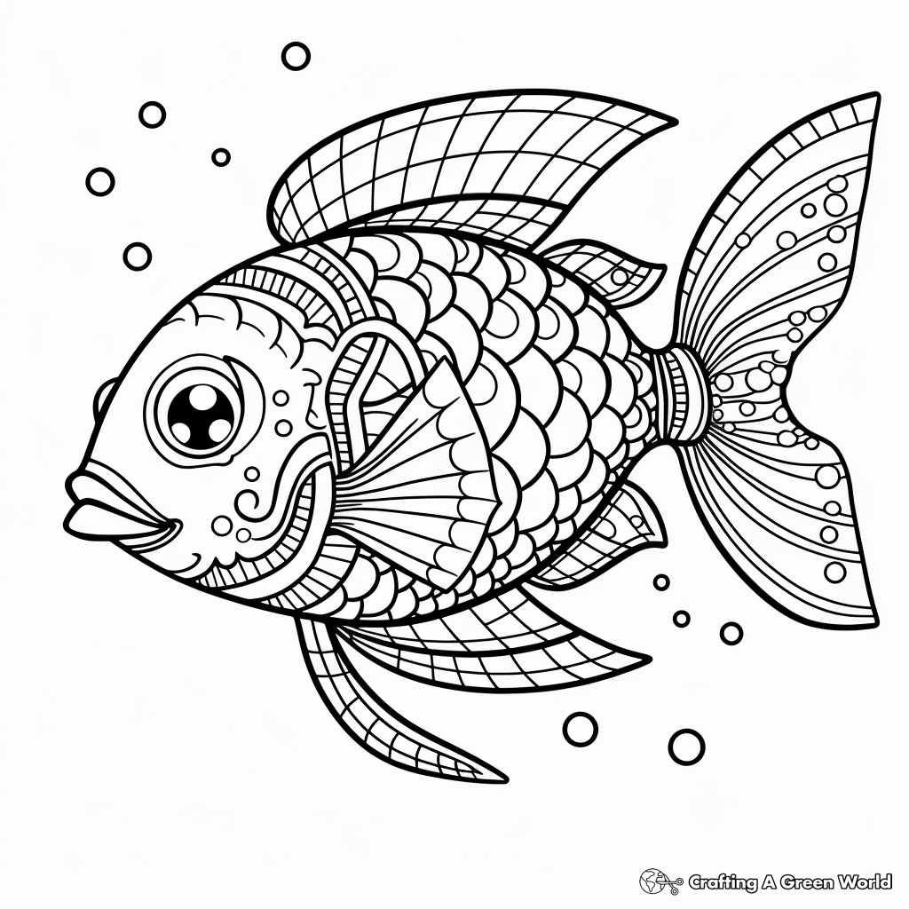 Innovative Fish Patterns: Zentangle Coloring Pages 1