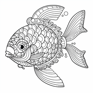 Innovative Fish Patterns: Zentangle Coloring Pages 2