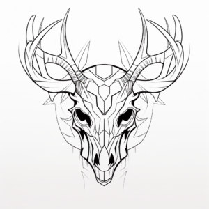 Innovative Geometric Deer Skull Coloring Page 1
