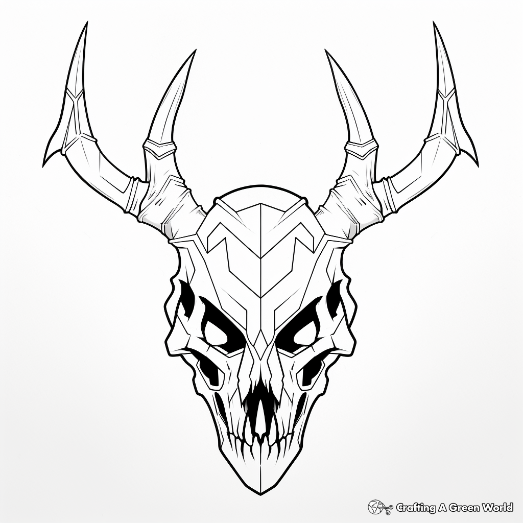 Innovative Geometric Deer Skull Coloring Page 2