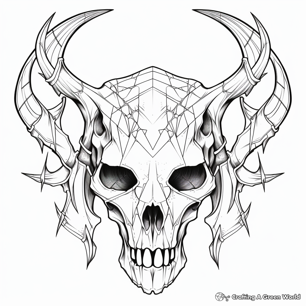 Innovative Geometric Deer Skull Coloring Page 3