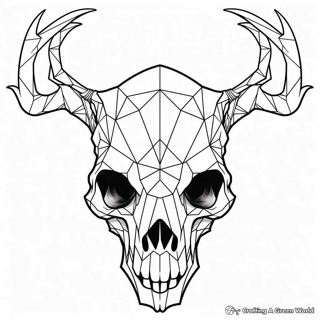 Innovative Geometric Deer Skull Coloring Page 4