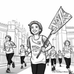 Inspiring Flag-Bearer Leading Olympic Parade Coloring Pages 2