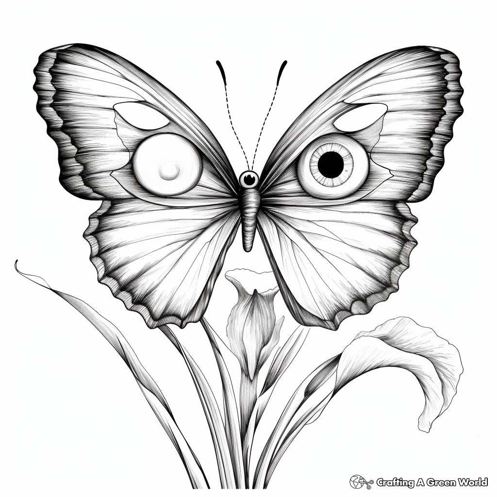 Inspiring Half Butterfly, Half Iris Coloring Pages 3