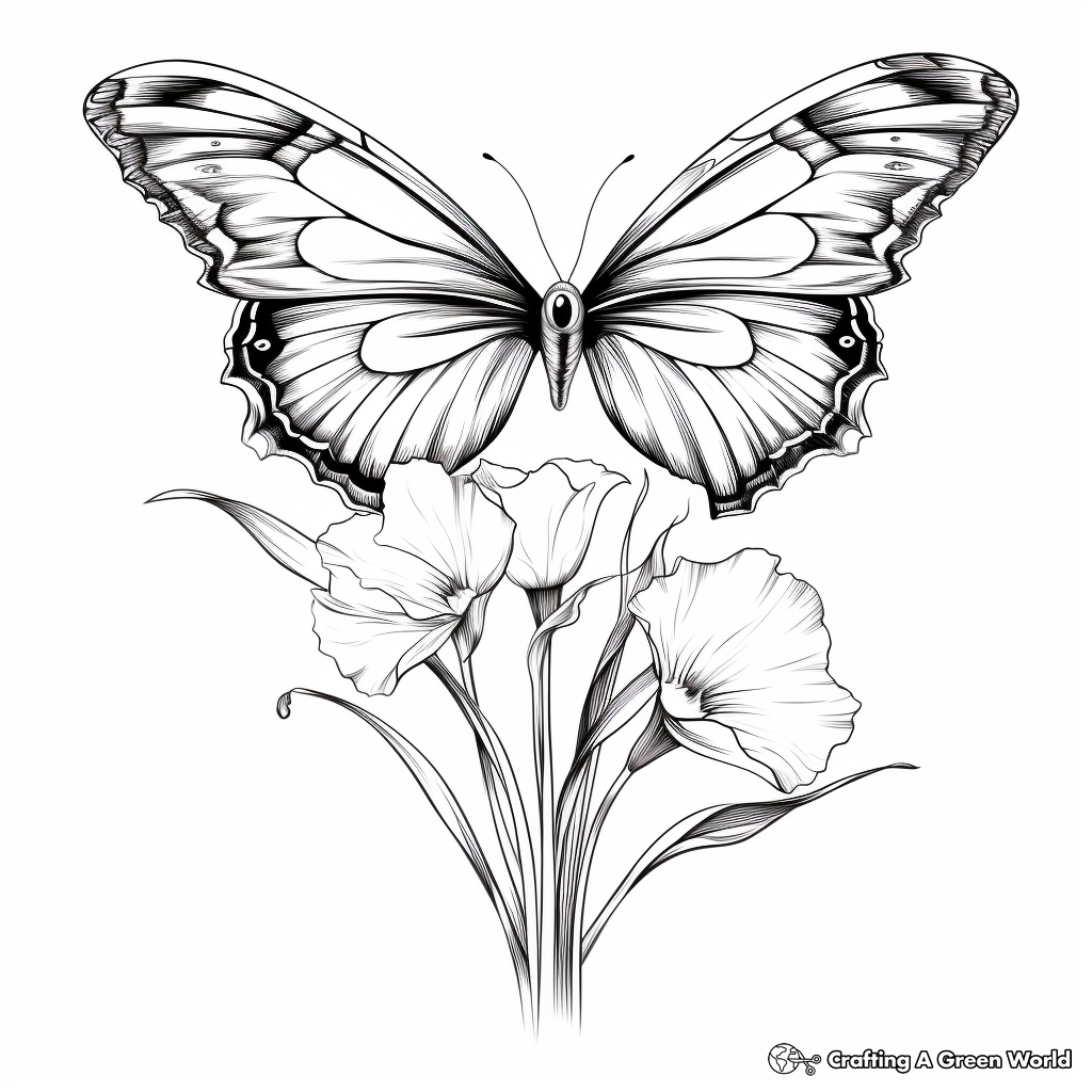 Inspiring Half Butterfly, Half Iris Coloring Pages 4