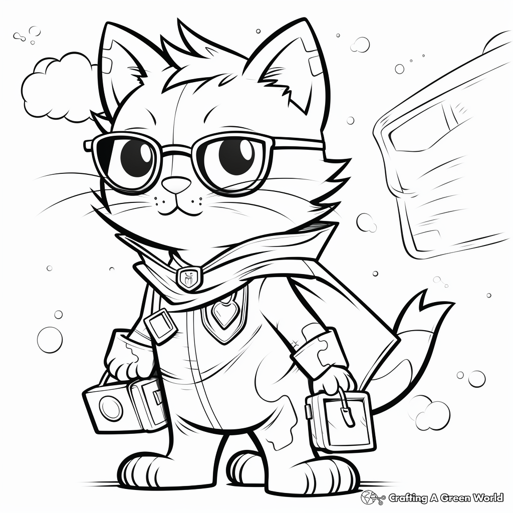 Inspiring Super Kitty Scientist Coloring Pages 1