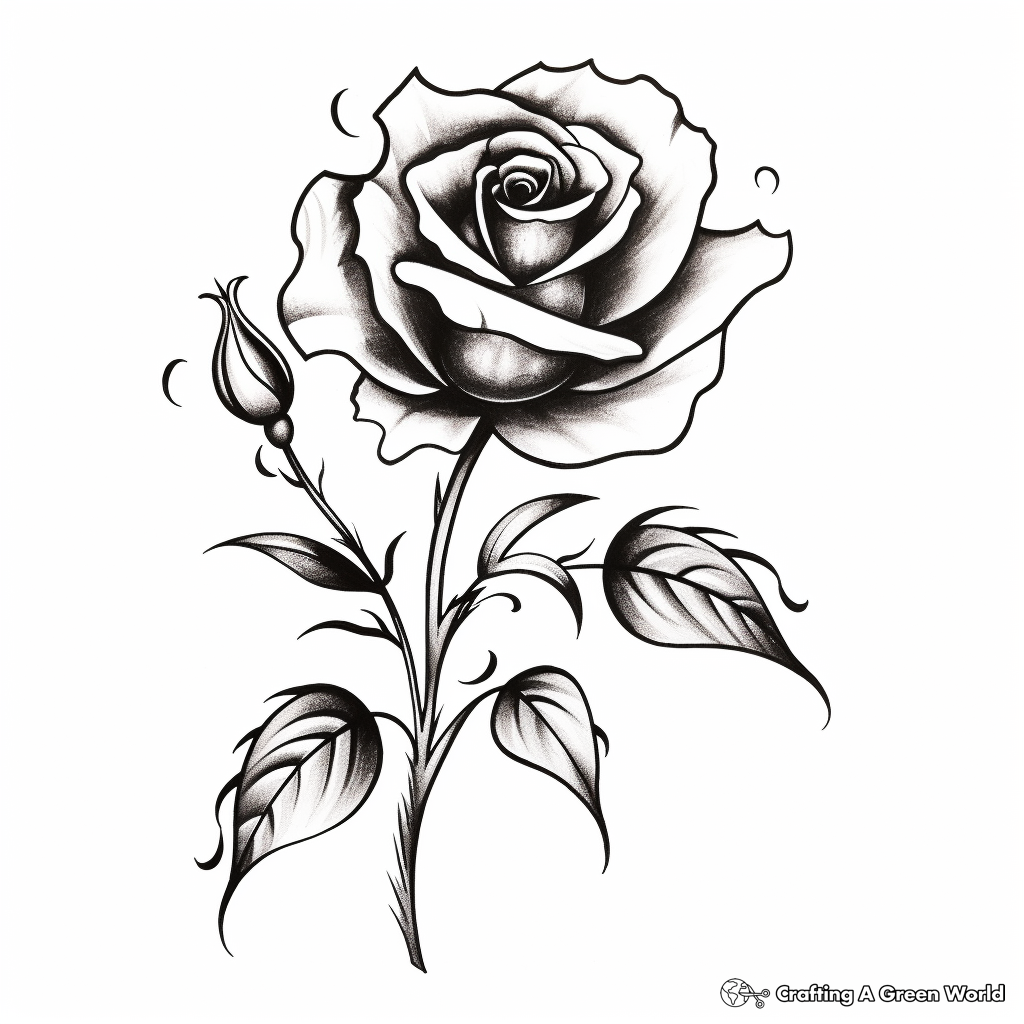 Inspiring Watercolor Rose Tattoo Coloring Sheets 3