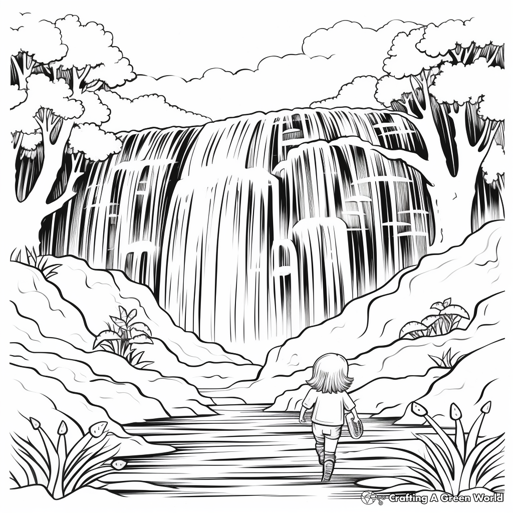 Inspiring Waterfall Coloring Pages 1