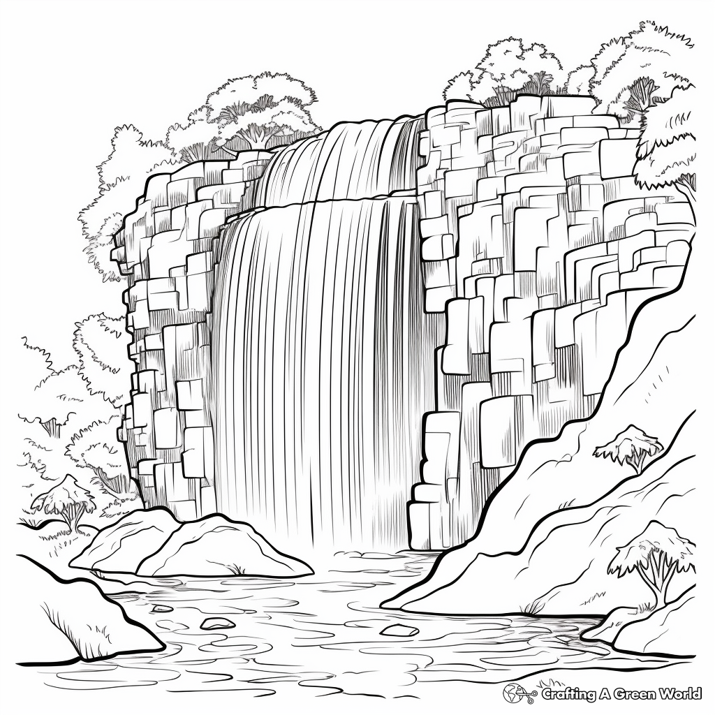 Inspiring Waterfall Coloring Pages 3