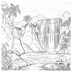 Inspiring Waterfall Coloring Pages 4