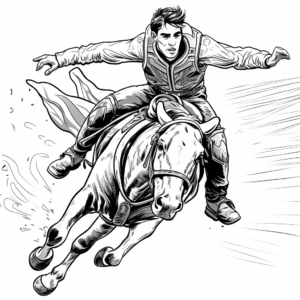 Intense Bull Riding Competition Coloring Pages 1