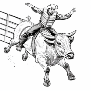 Intense Bull Riding Competition Coloring Pages 2