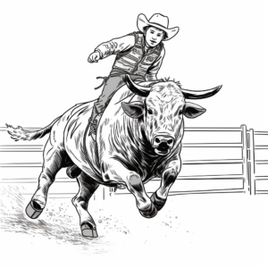 Intense Bull Riding Competition Coloring Pages 3