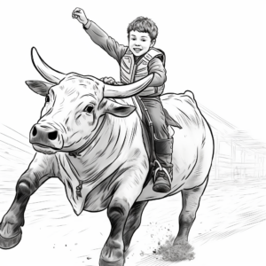 Intense Bull Riding Competition Coloring Pages 4
