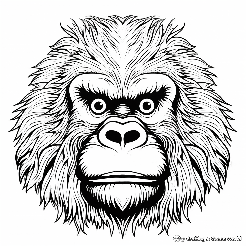 Intense Gorilla Face Coloring Sheets 2