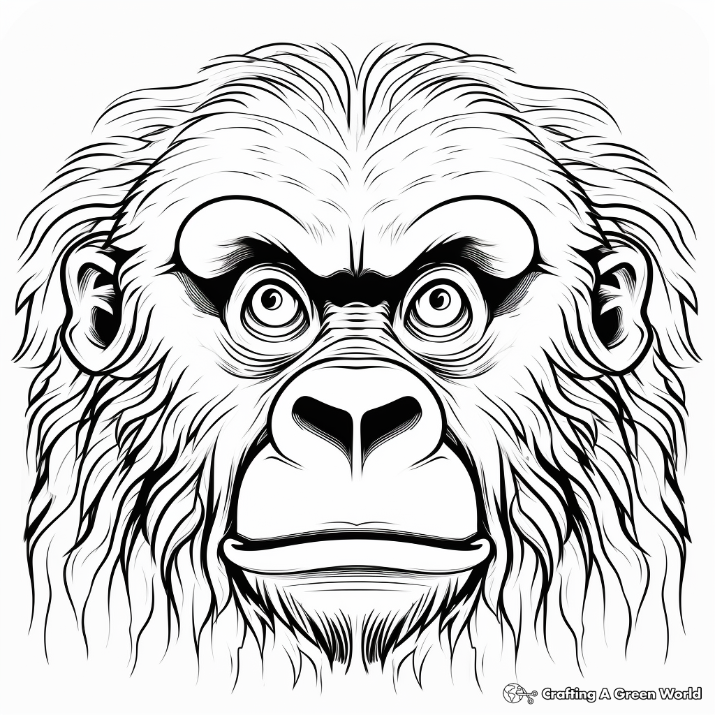 Intense Gorilla Face Coloring Sheets 3