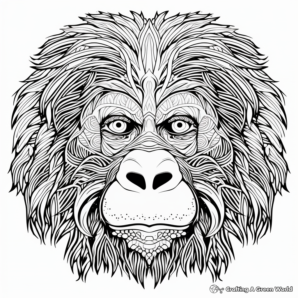 Intense Gorilla Face Coloring Sheets 4