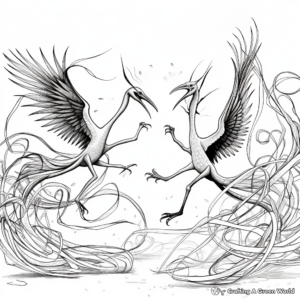 Intense Pyroraptor Fight Scene Coloring Pages 1