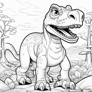 Interact with Tarbosaurus: Fill & Find Coloring Pages 1