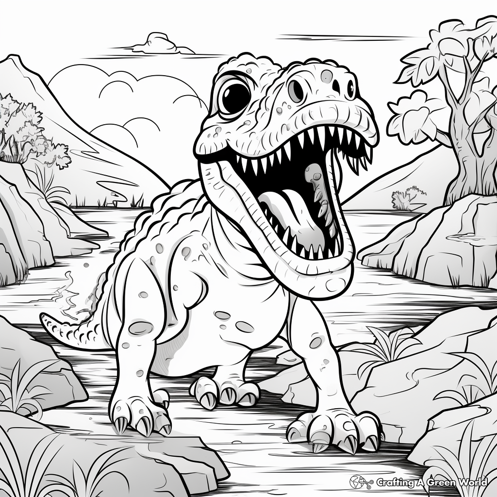 Interact with Tarbosaurus: Fill & Find Coloring Pages 3