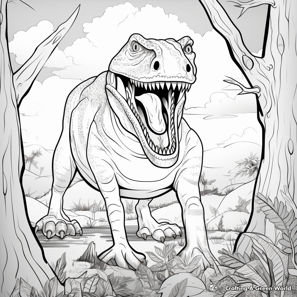 Interact with Tarbosaurus: Fill & Find Coloring Pages 4