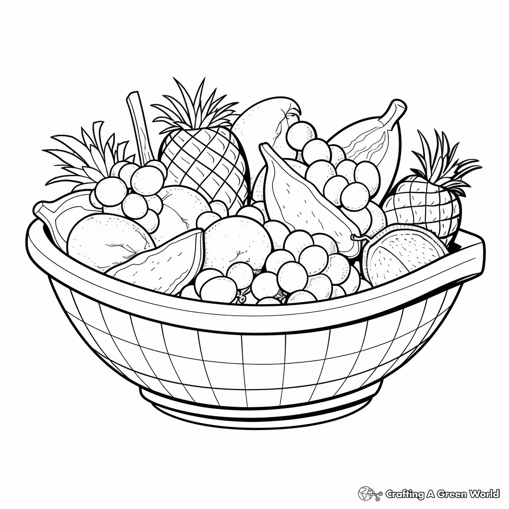 Interactive 3D Fruit Basket Coloring Pages 1