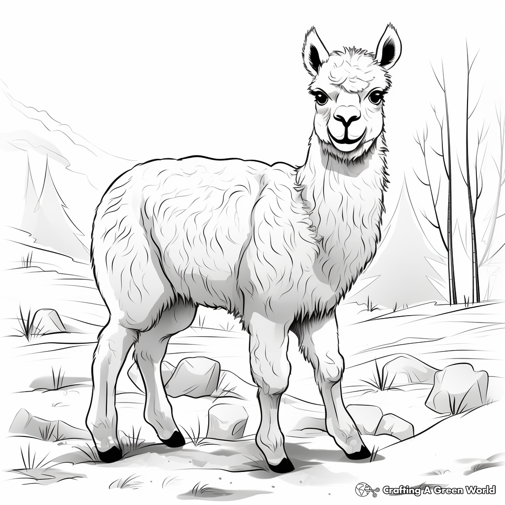 Interactive Alpaca and Llama Coloring Pages 3
