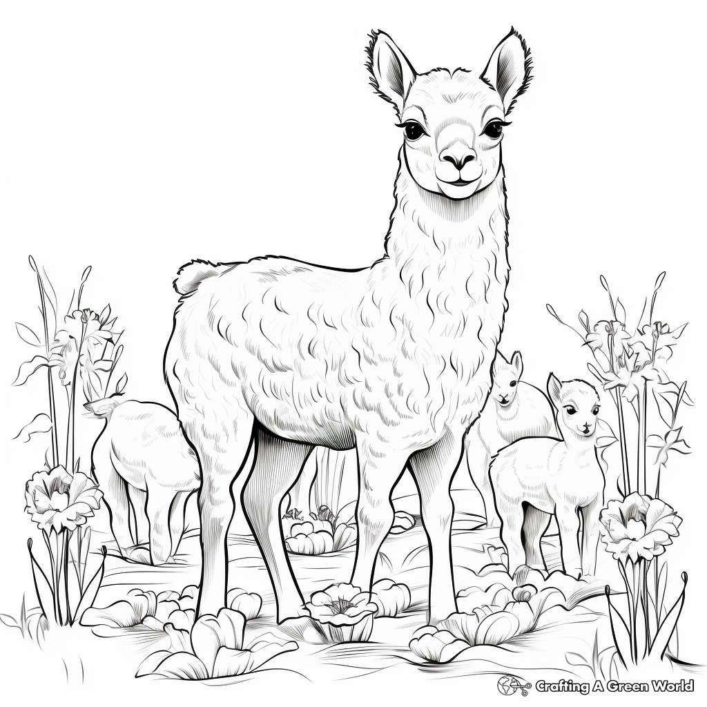 Interactive Alpaca and Llama Coloring Pages 4