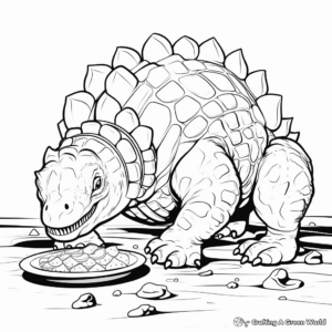 Interactive Ankylosaurus Feeding Time Coloring Pages 1